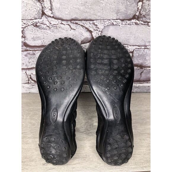 Tod's Black Leather Cap Toe Buckle Ballerina Ballet Flats Women's Sz 10M US/41EU - Picture 8 of 16